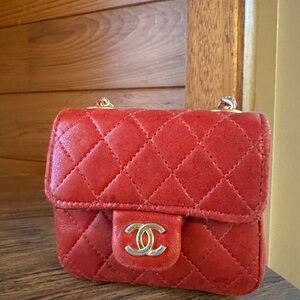 Micro Red Chanel Flap